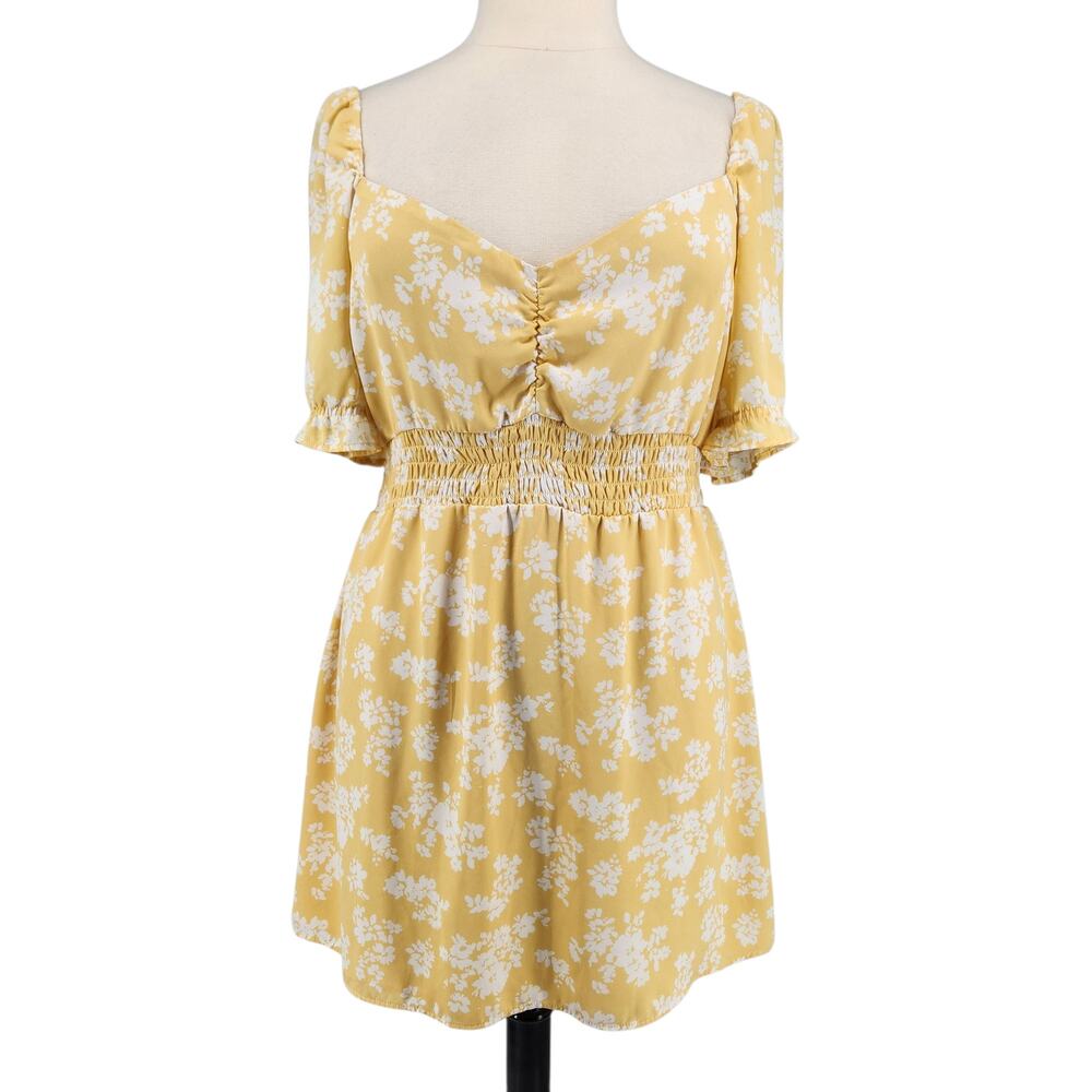 Abercrombie & Fitch Yellow Floral Smocked Dress – Size XL - Milkmaid Cottage